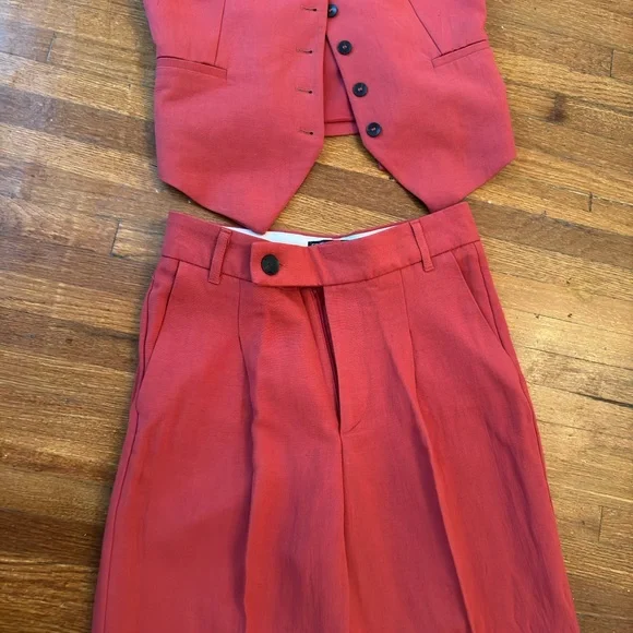 ZARA 🍂 2 piece 🧡New Linen pants. & Vest🍁 - Picture 2 of 7
